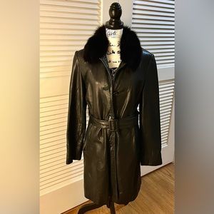 Leather & Fox Fur Trimmed Jones New York Coat